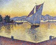 Paul Signac port at sunset oil